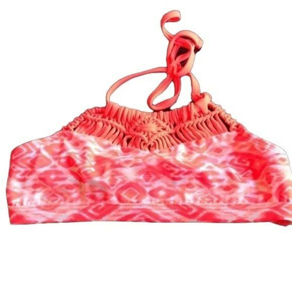 Justice Girl’s Coral Orange Tankini Bathing Suit‎ Top Size 10 - Picture 1 of 5